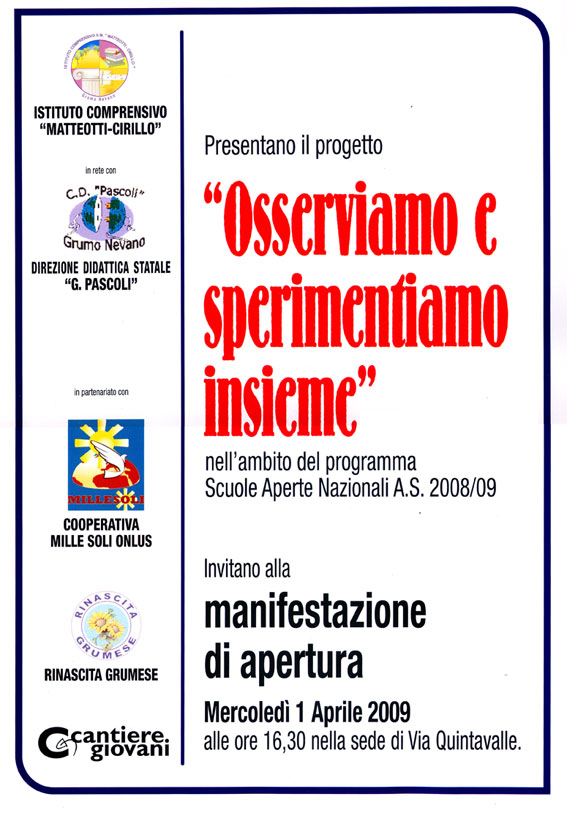 'Osserviamo e sperimentiamo insieme'