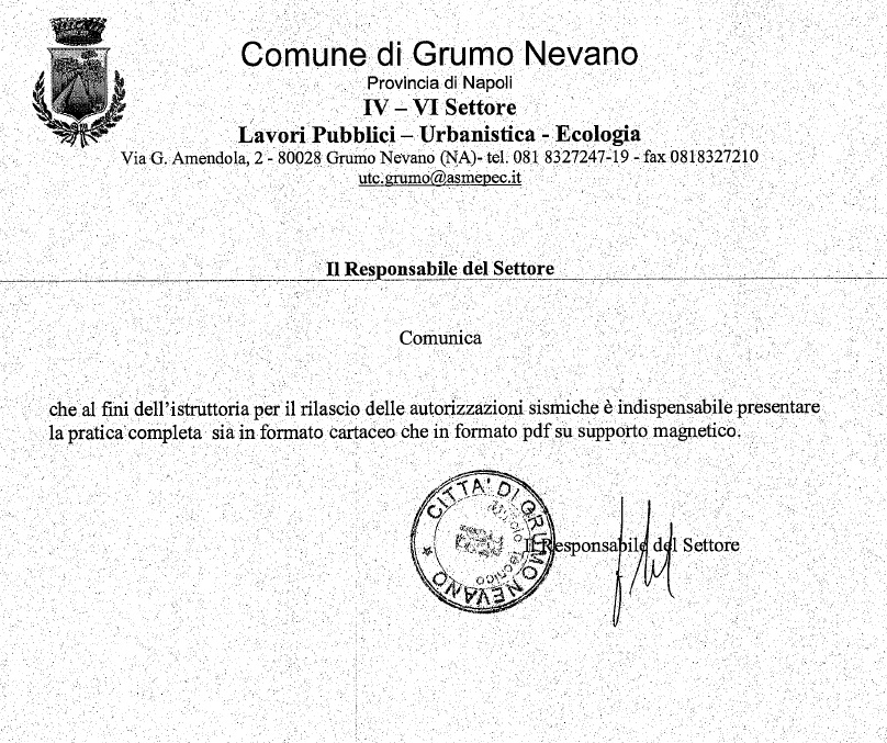 RILASCIO AUTORIZZAZIONI SISMICHE