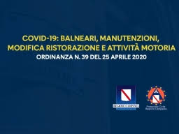 ORDINANZA DEL PRESIDENTE DELLA REGIONE N. 39 DEL 25/4/2020